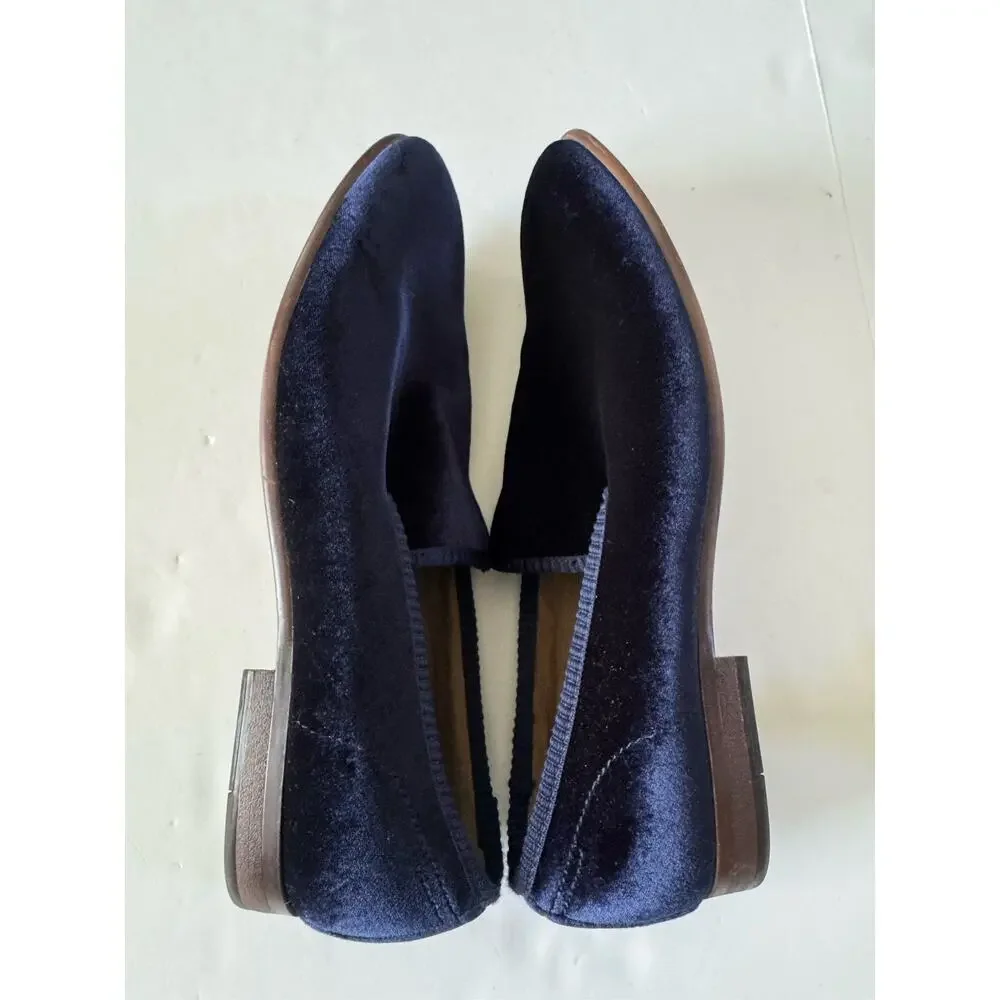 Aldo Mens Blue Velvet Slippers Smoking Shoes Size 12 Slip On Loafers